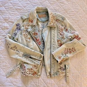 Blank NYC Embroidered Jean Moto Jacket